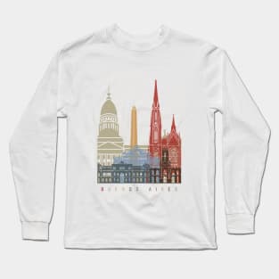 Buenos aires skyline poster Long Sleeve T-Shirt